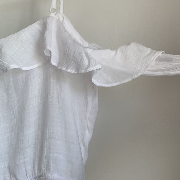 White H&M cropped off shoulder long sleeve top size 2 - Picture 7 of 7